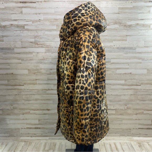 Zara Puffer Cheetah Animal Print Hooded Water Resistant Oversized Jacket Coat XS - Picture 9 of 17
